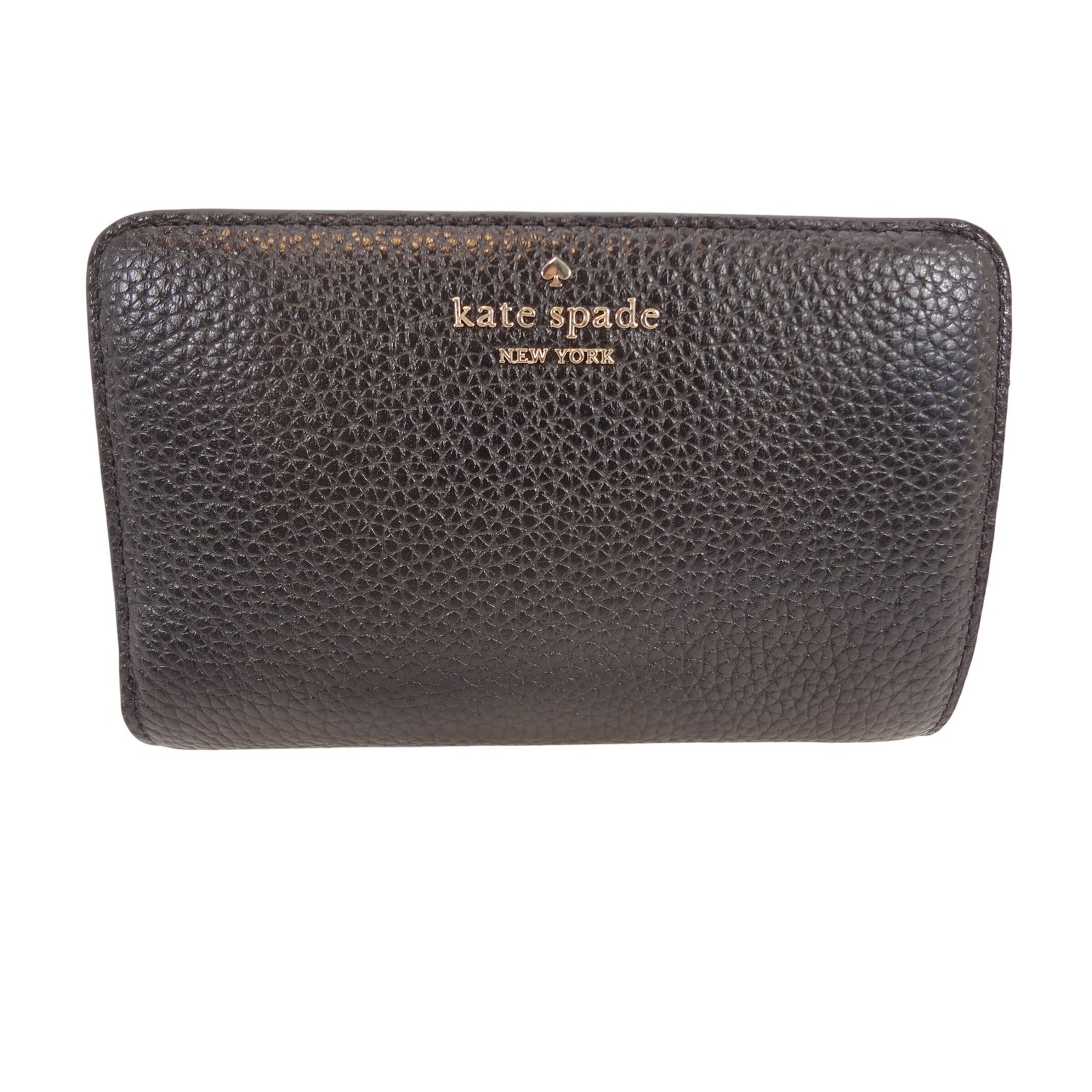 Kate Spade Lena Bifold Wallet Medium Black New Pebbled Leather Kh787